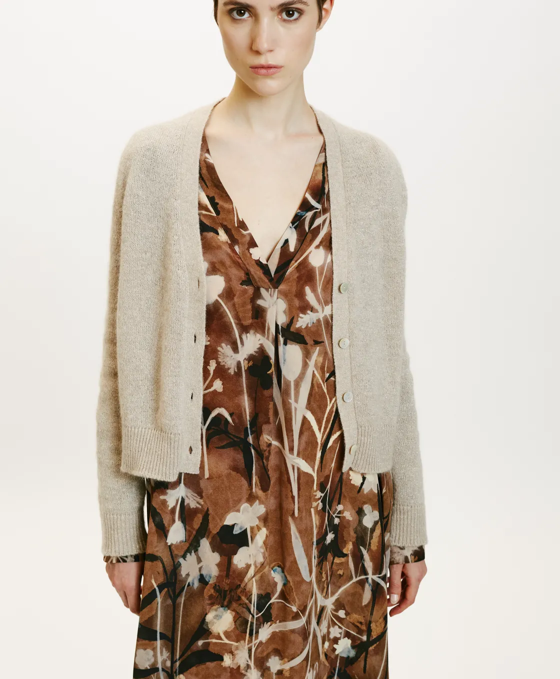 Momoni Mailles*TRICOT JIRO EN MOHAIR MÉLANGE LUREX - CRÈME Crème