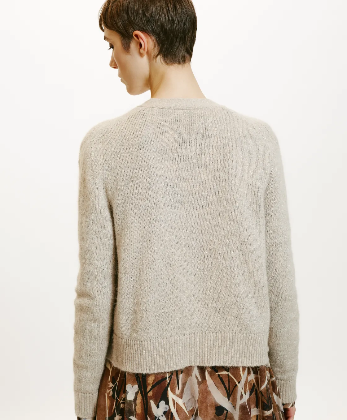 Momoni Mailles*TRICOT JIRO EN MOHAIR MÉLANGE LUREX - CRÈME Crème