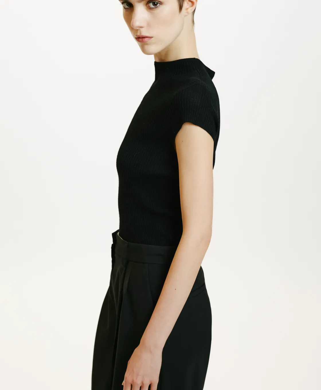 Momoni Mailles*TRICOT KAME EN LAINE MÉRINOS - Noir