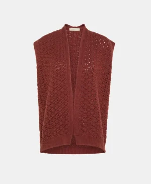 Momoni Mailles*TRICOT KANTO POINT DENTELLE - Brique