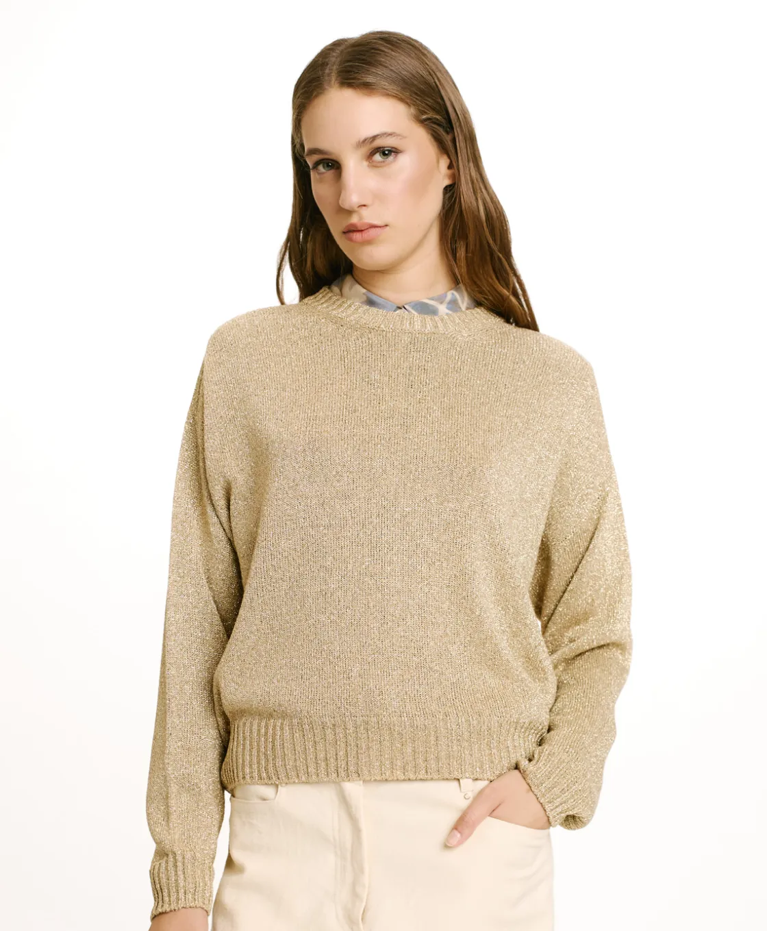 Momoni Mailles*TRICOT KARASU EN LUREX - Or