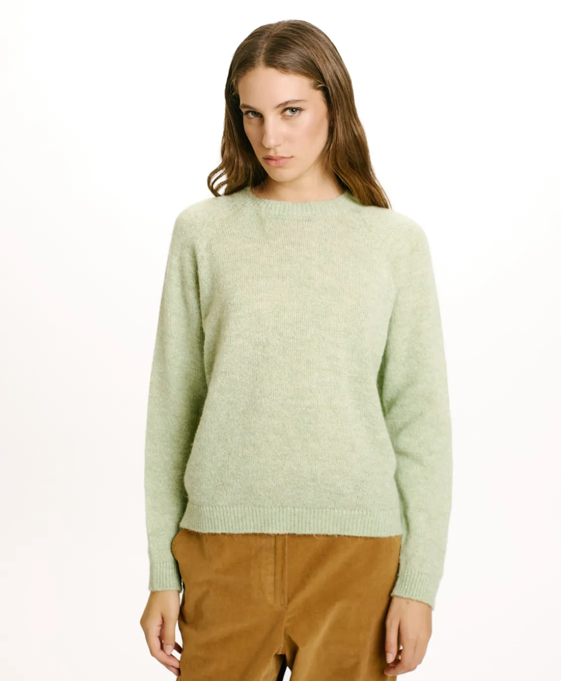 Momoni Mailles*TRICOT KYO EN MOHAIR MÉLANGE LUREX - VERT ACIDE VertAcide