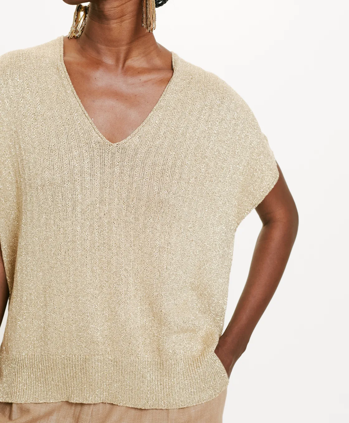 Momoni Mailles*TRICOT MOE EN LUREX - Or