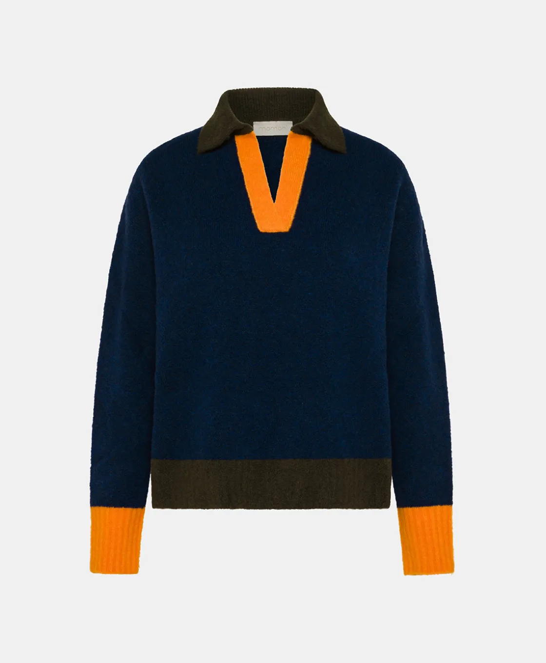 Momoni Mailles*TRICOT NEBBIOLO EFFET JERSEY COLOR BLOCK - Bleu