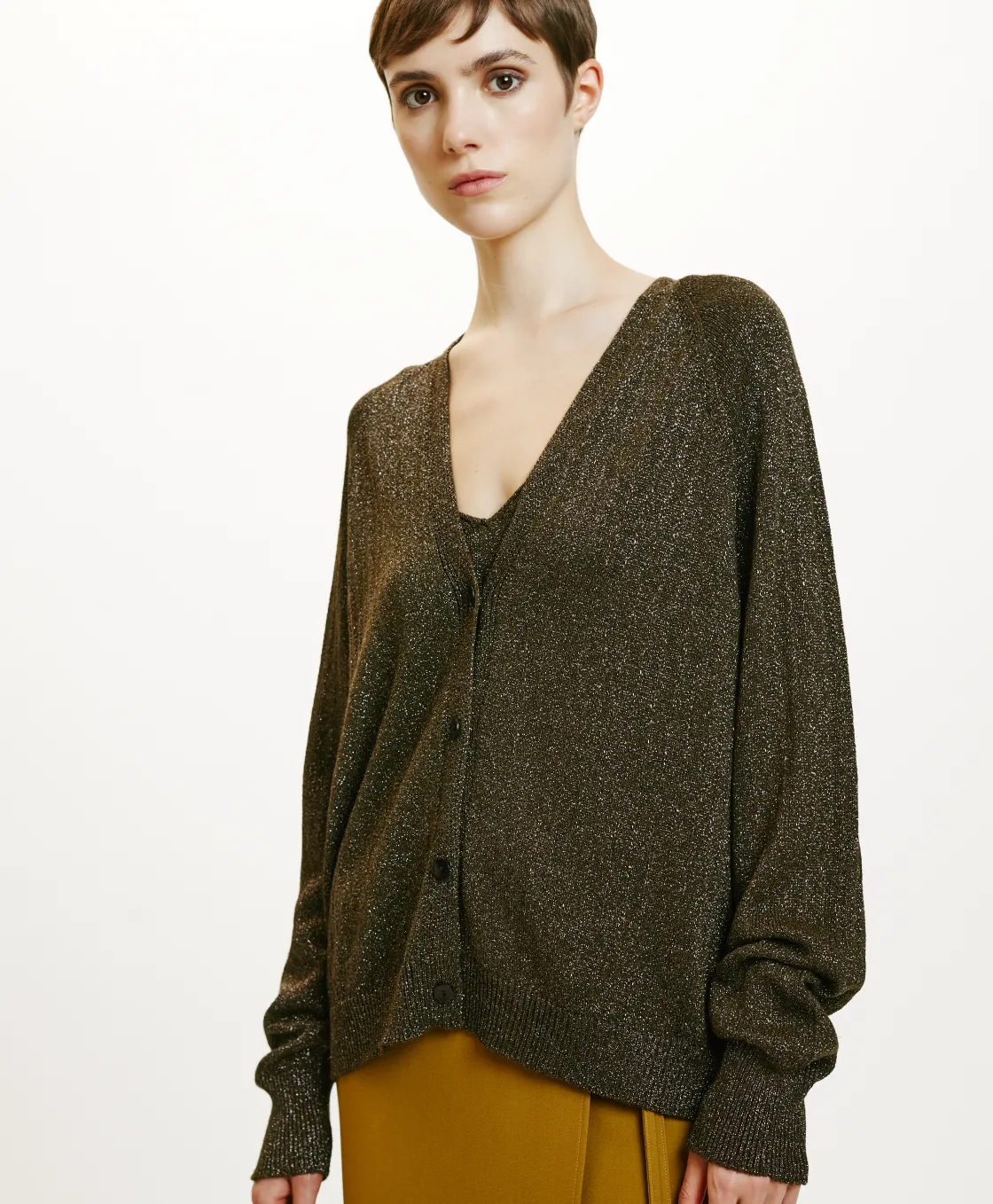 Momoni Mailles*TRICOT SHIRO EN LUREX - Algue