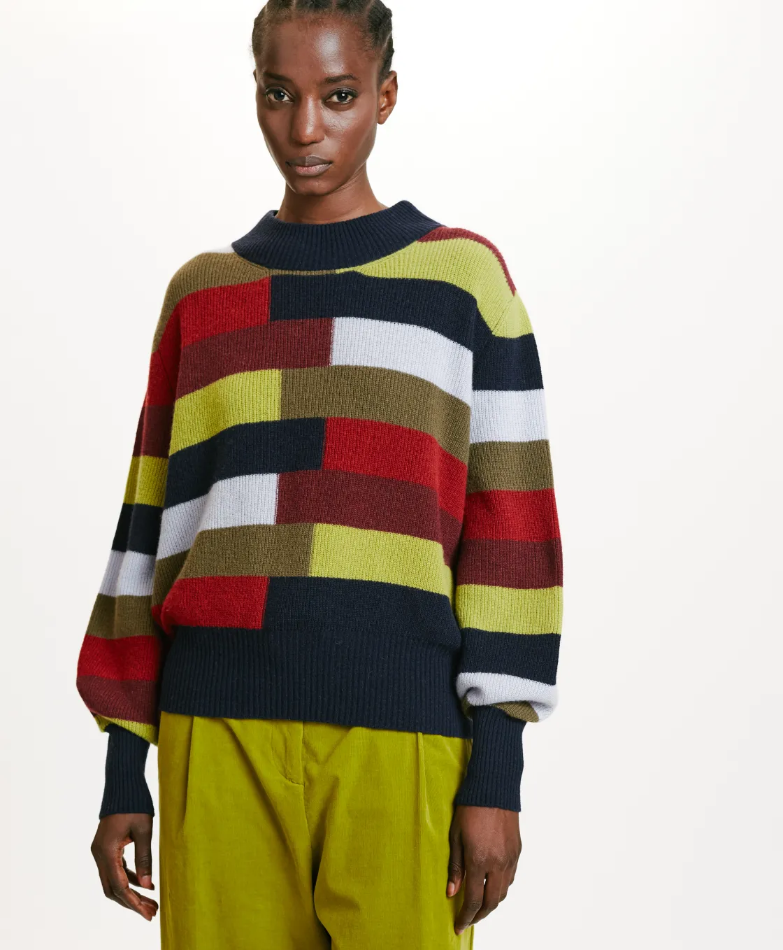 Momoni Mailles*TRICOT TOHOKU À RAYURES MULTICOLORES - BLEU MULTICOLORE BlueMulticolor