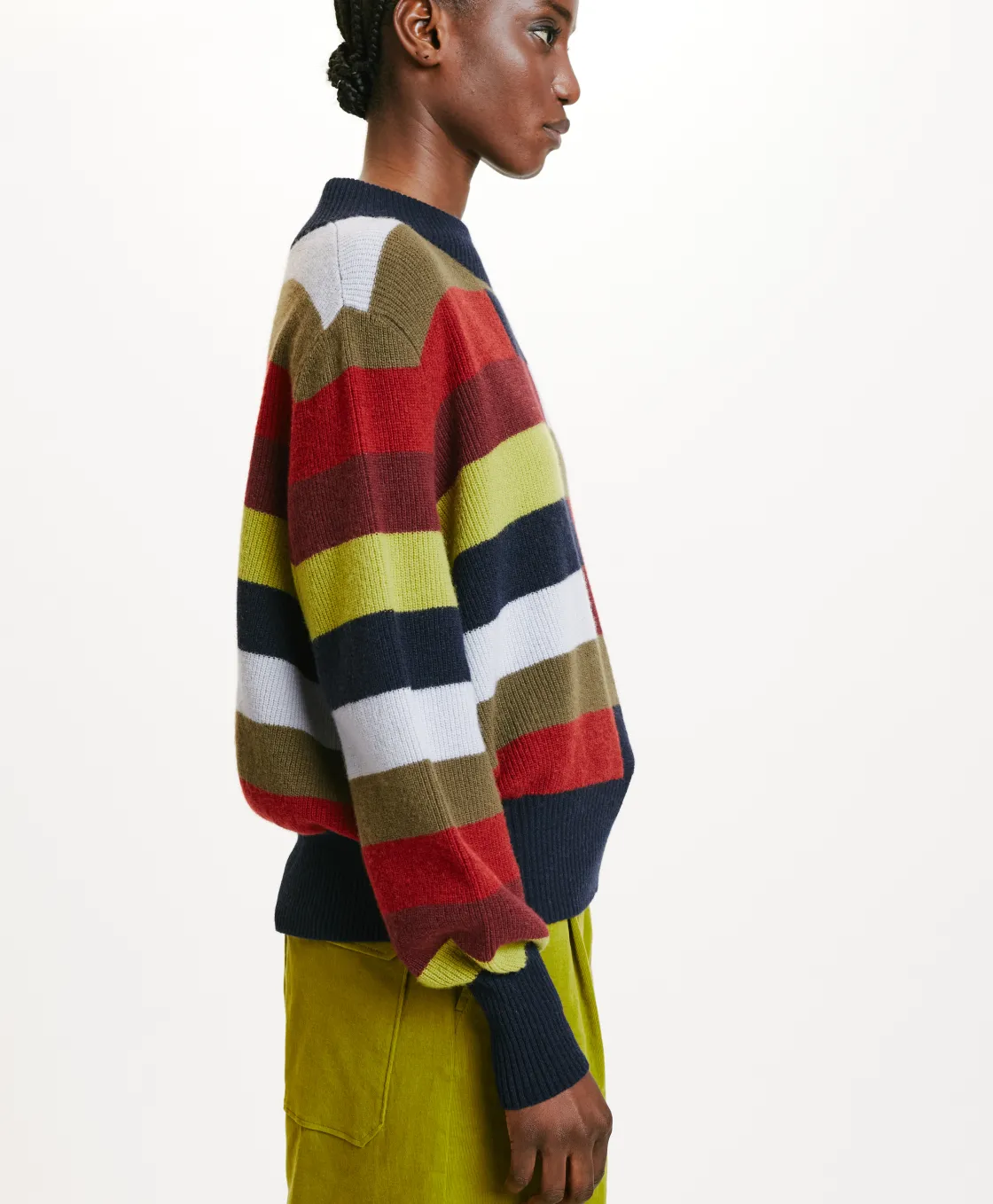 Momoni Mailles*TRICOT TOHOKU À RAYURES MULTICOLORES - BLEU MULTICOLORE BlueMulticolor