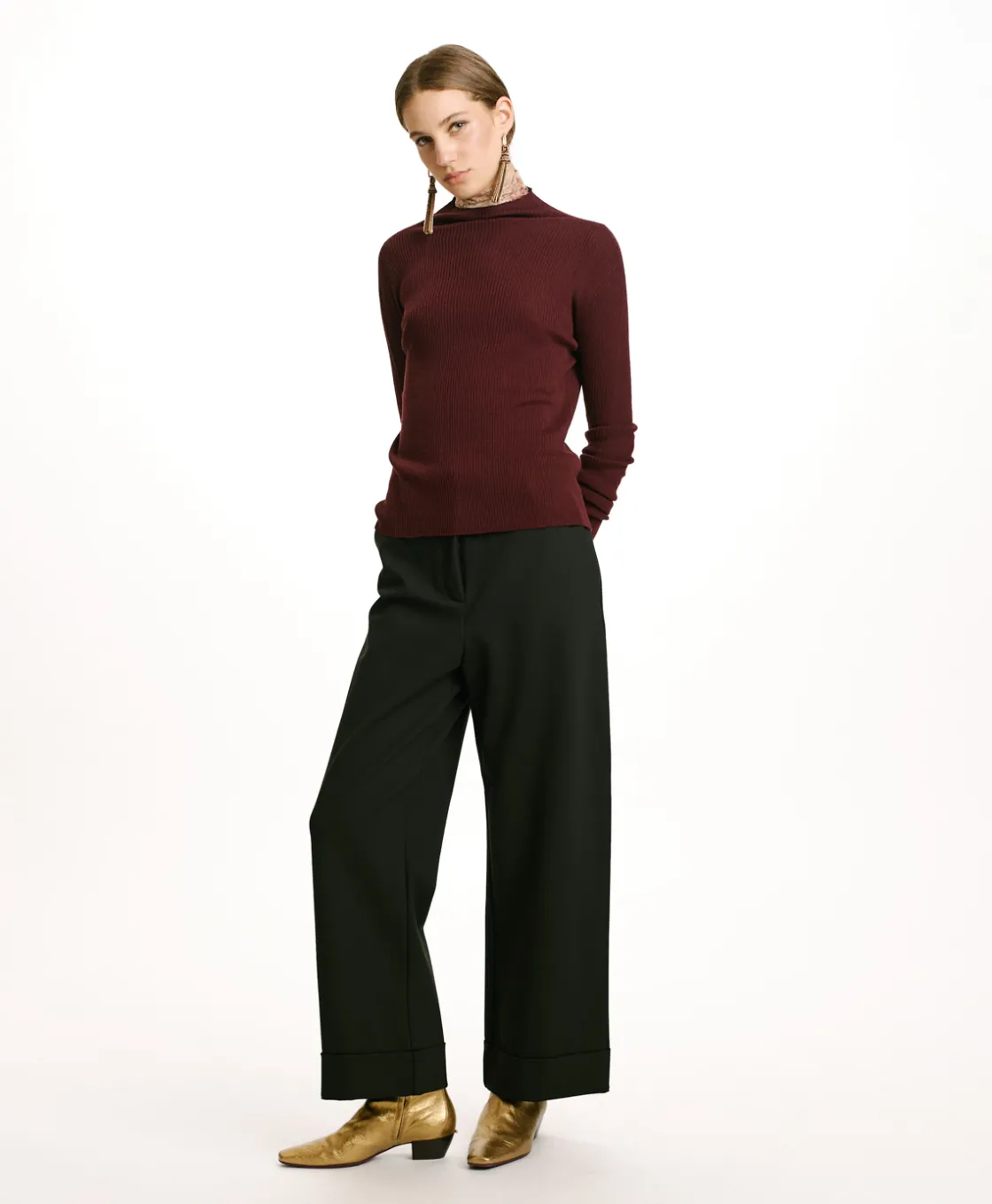 Momoni Mailles*TRICOT TORA EN LAINE MÉRINOS - MOÛT DE RAISIN MoûtdeRaisin