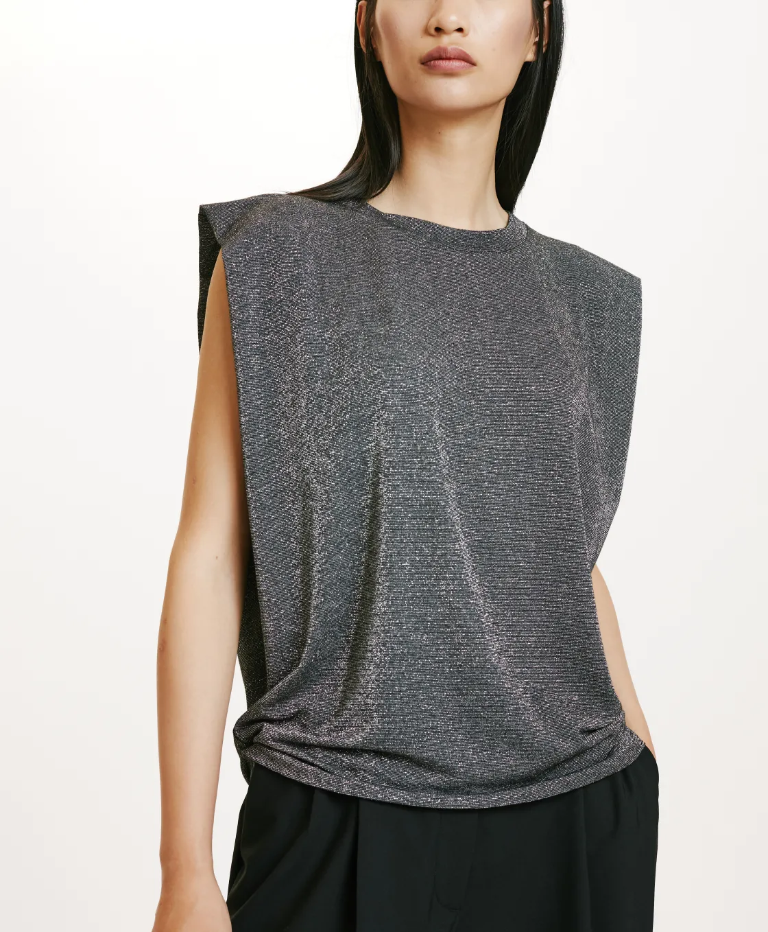 Momoni Tops Et T-Shirts*TSHIRT ENNA EN JERSEY LUREX - GRIS FONCÉ GrisFoncé