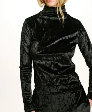 Momoni Tops Et T-Shirts*T-SHIRT INE EN VELOURS STRETCH - Noir