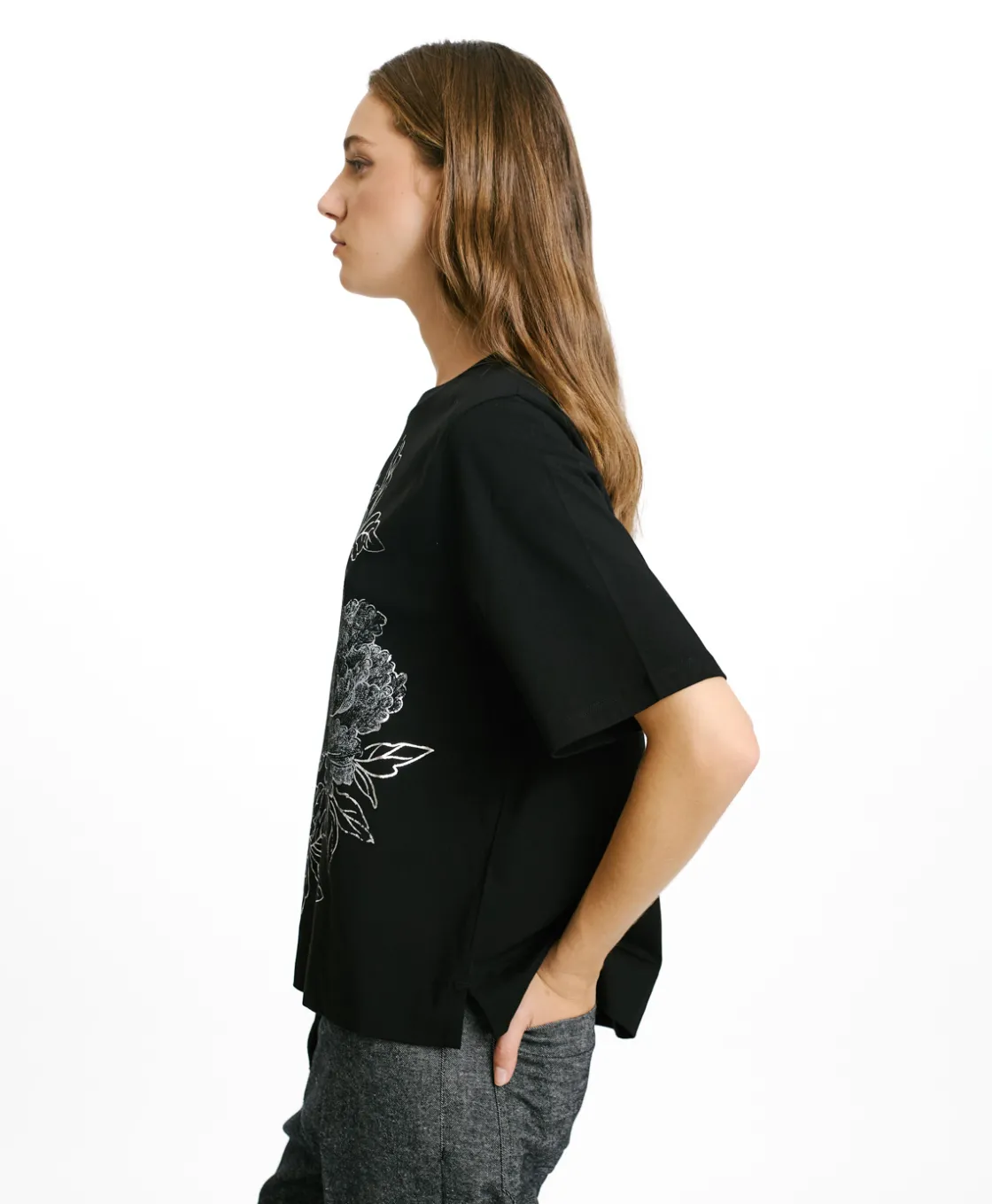 Momoni Tops Et T-Shirts*T-SHIRT IORA EN JERSEY IMPRIMÉ LAMINÉ - Argent