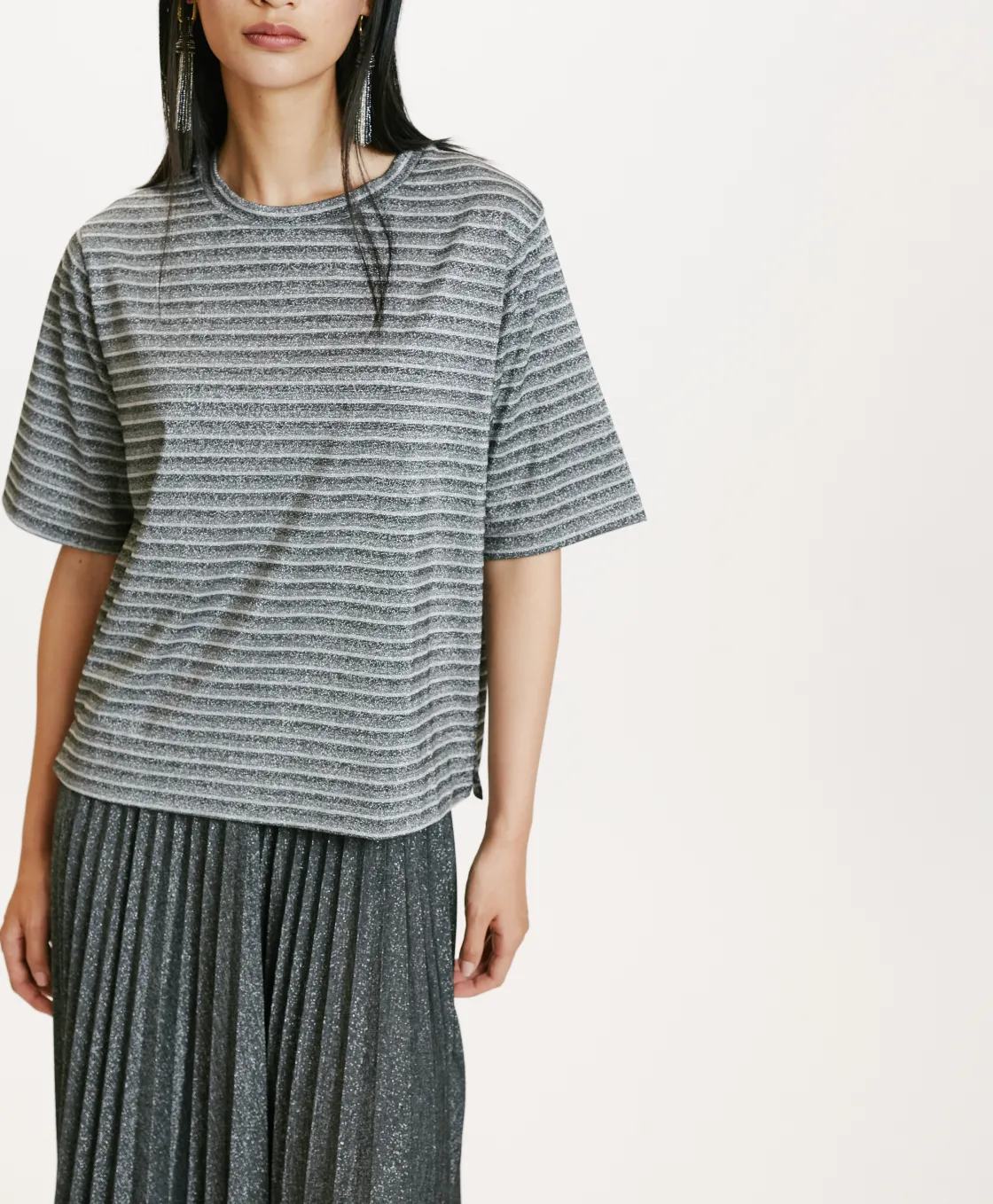 Momoni Tops Et T-Shirts*TSHIRT IORA EN JERSEY LUREX - GRIS MULTICOLORE GrisMulticolore