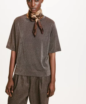 Momoni Tops Et T-Shirts*TSHIRT IORA EN JERSEY LUREX - Cuivre