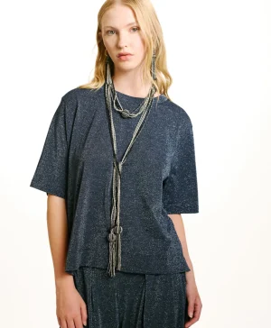 Momoni Tops Et T-Shirts*TSHIRT IORA EN JERSEY LUREX - Denim