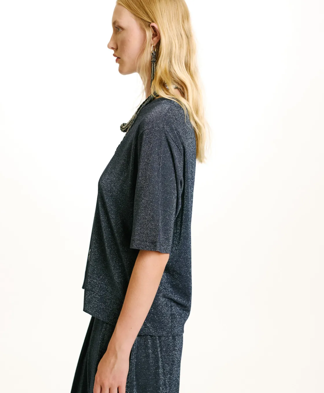 Momoni Tops Et T-Shirts*TSHIRT IORA EN JERSEY LUREX - Denim