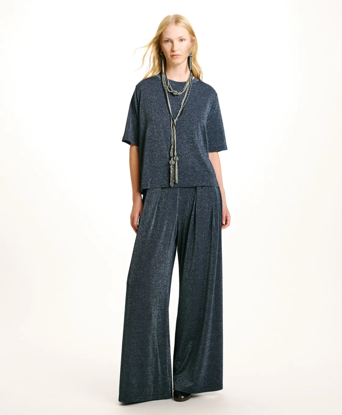 Momoni Tops Et T-Shirts*TSHIRT IORA EN JERSEY LUREX - Denim