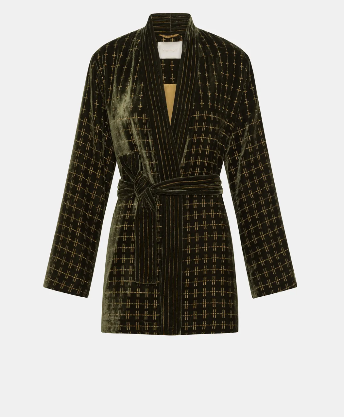 Momoni Vestes*VESTE EUGENIE EN VELOURS MÉLANGE DE SOIE BRODÉ - VERT MATCHA VertMatcha