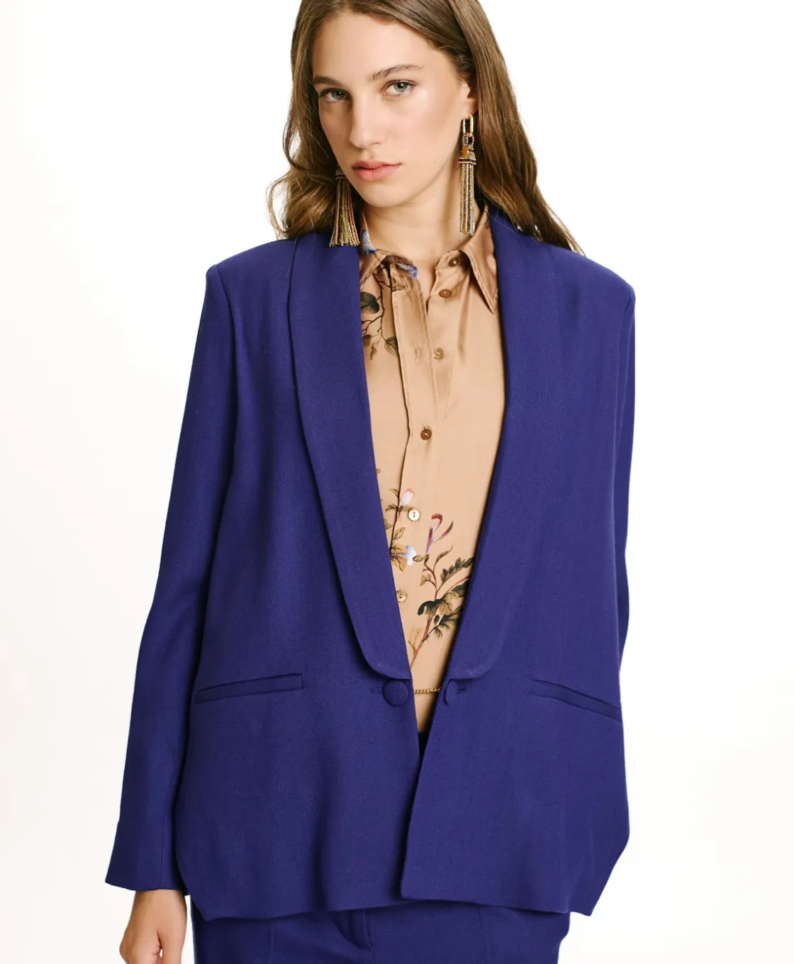 Momoni Vestes*VESTE FUSUMA EN SERGÉ DE LAINE VISCOSE - Bleu