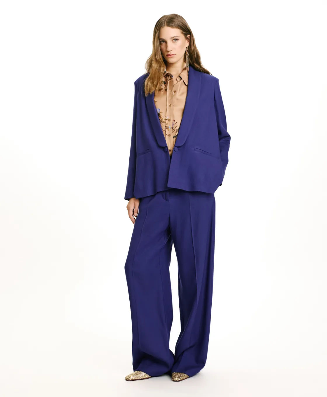 Momoni Vestes*VESTE FUSUMA EN SERGÉ DE LAINE VISCOSE - Bleu