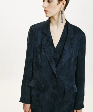 Momoni Vestes*VESTE NAGOYA EN LYONCEL VISCOSE JACQUARD - Indigo