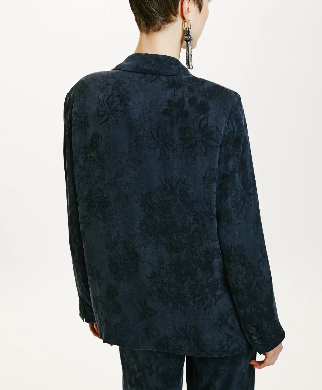 Momoni Vestes*VESTE NAGOYA EN LYONCEL VISCOSE JACQUARD - Indigo