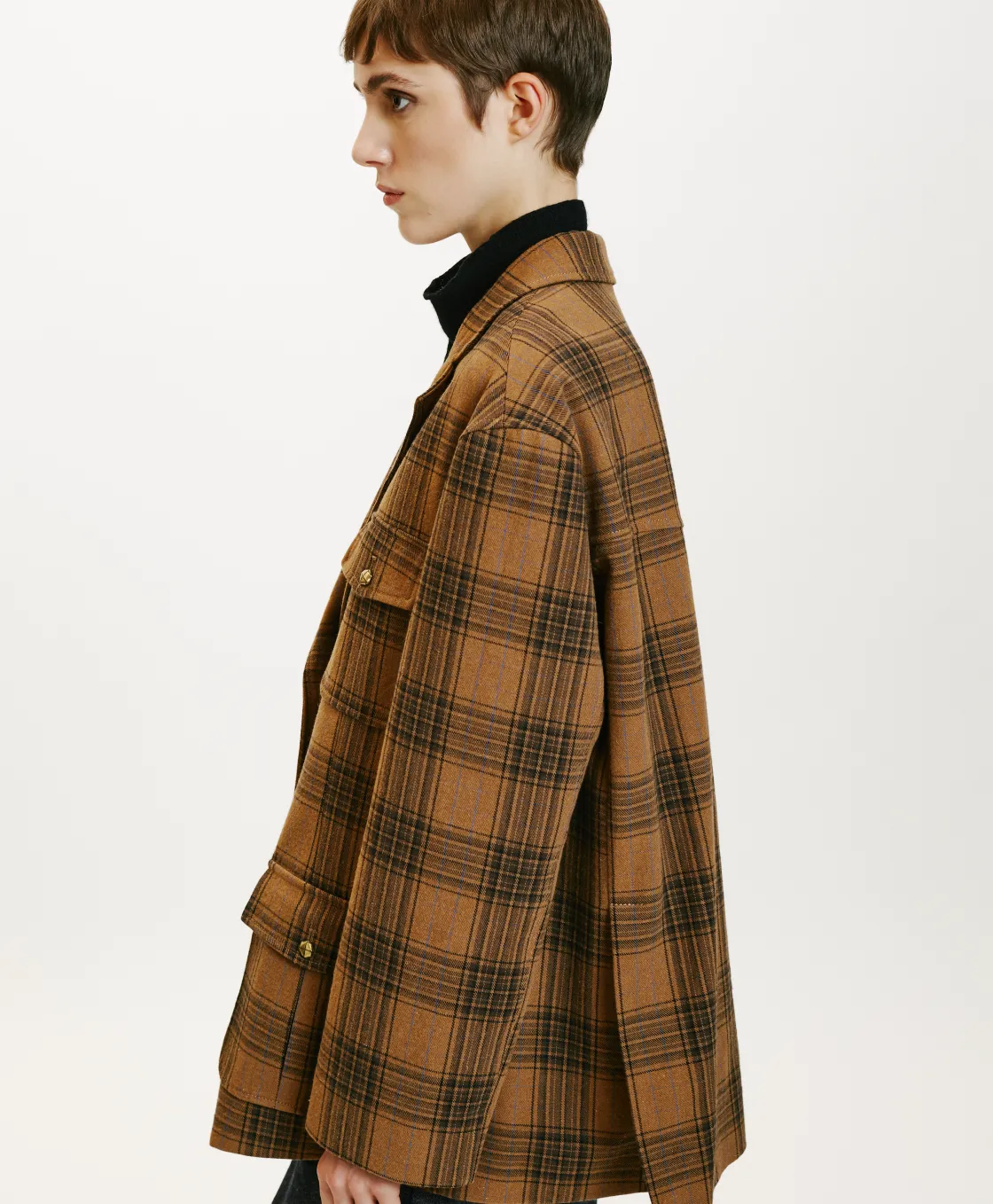 Momoni Vestes*VESTE SHIOMI EN TOILE COTON LAINE CARREAUX - MULTICOLORE CACAO MulticoloreCacao